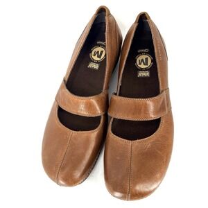 Merrell Saddle Mary Jane Shoes Womens 9 Brown Leather Ortholite Cushioned